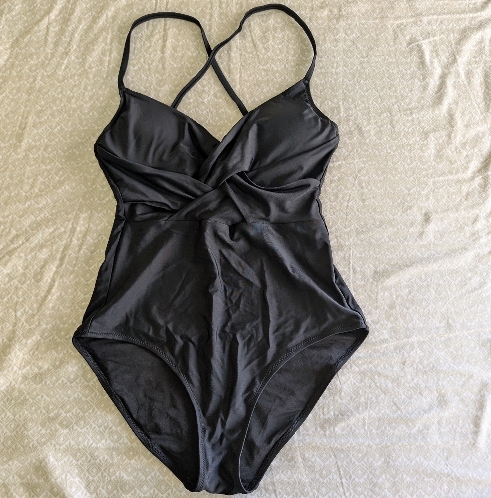Aerie Black Crisscross One Piece Swimsuit